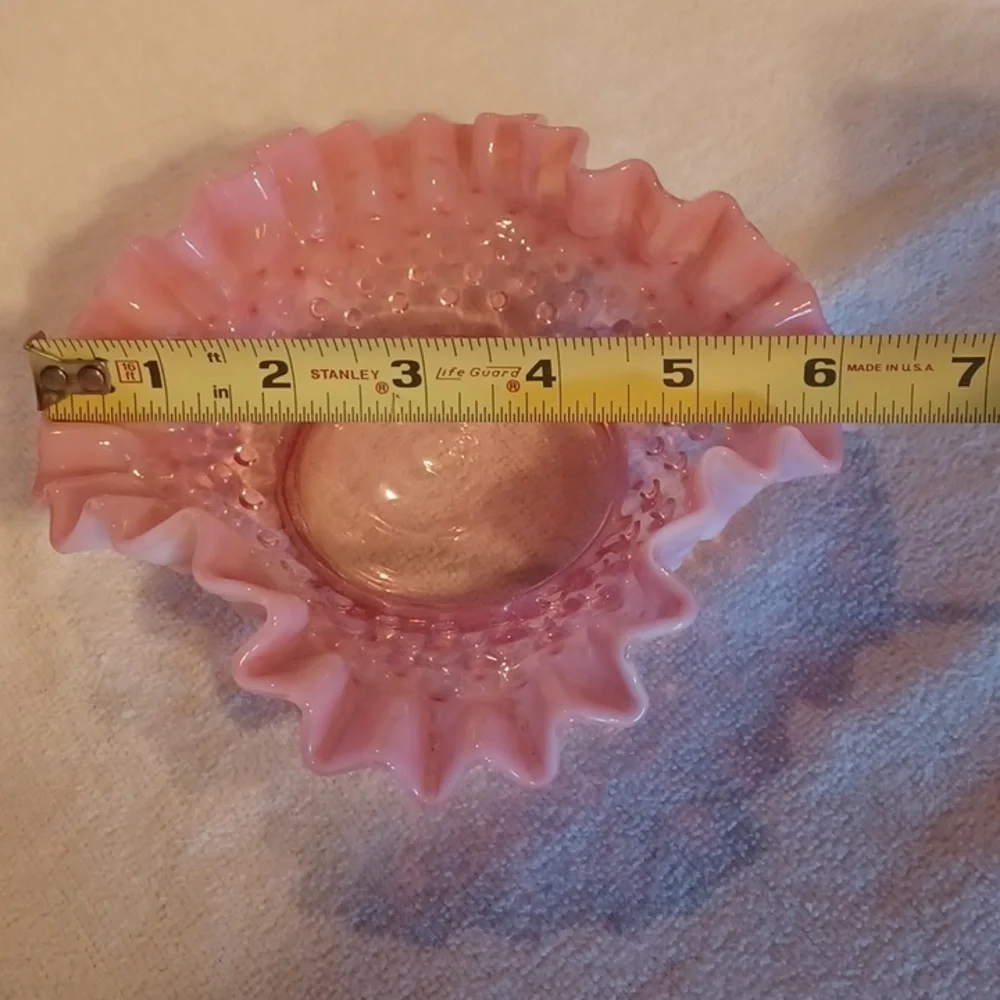 Vintage Cranberry Fenton Ruffled Dish Glass Opalecent Candy Dish